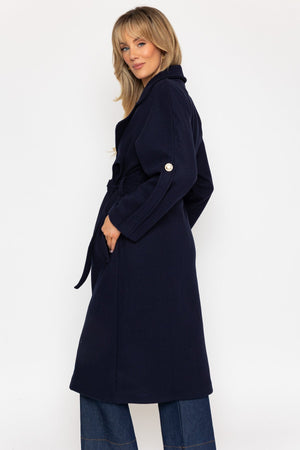 Carraig Donn Navy Long Belted Coat