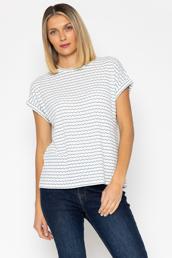 Carraig Donn Navy Lurex Scallop T-Shirt