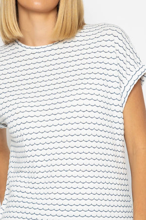 Carraig Donn Navy Lurex Scallop T-Shirt
