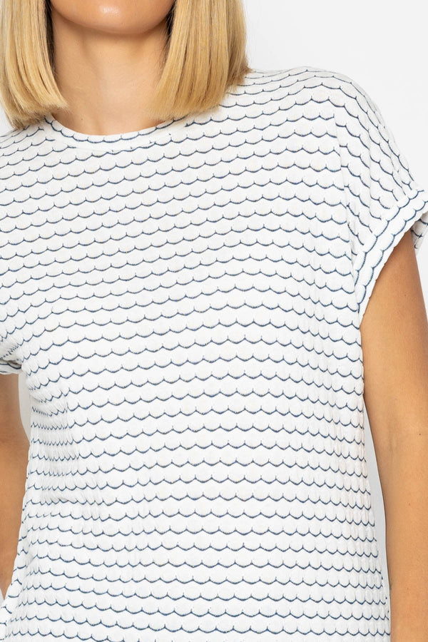 Carraig Donn Navy Lurex Scallop T-Shirt