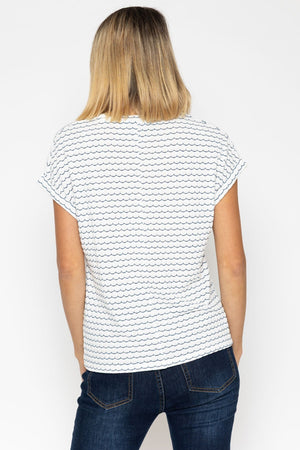 Carraig Donn Navy Lurex Scallop T-Shirt