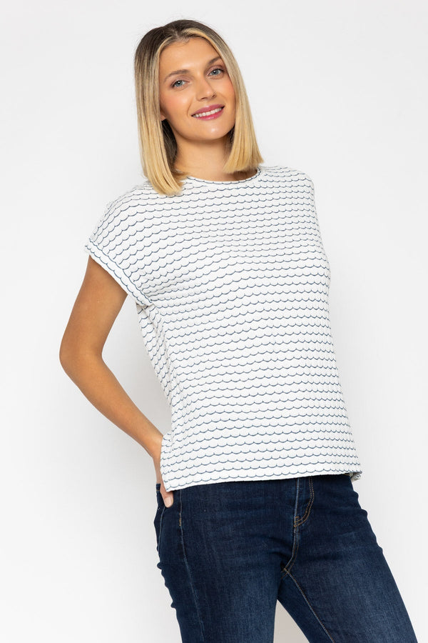 Carraig Donn Navy Lurex Scallop T-Shirt