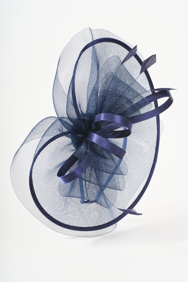 Carraig Donn Navy Oval Fascinator with Bow & Net