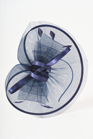 Carraig Donn Navy Oval Fascinator with Bow & Net