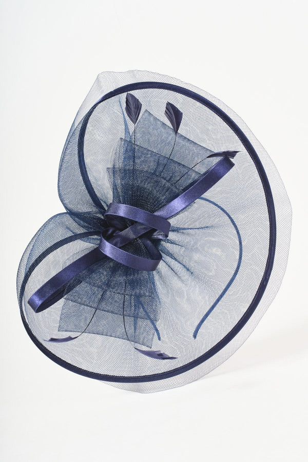 Carraig Donn Navy Oval Fascinator with Bow & Net
