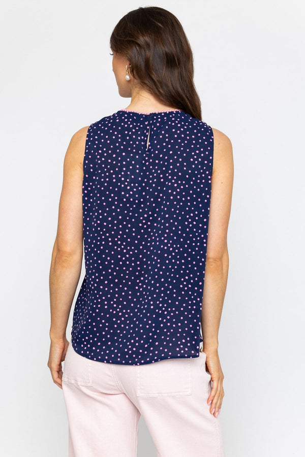 Carraig Donn Navy Polka Dot Scallop Top