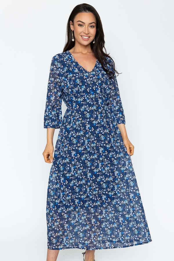 Carraig Donn Navy Print Kerry Midi Dress