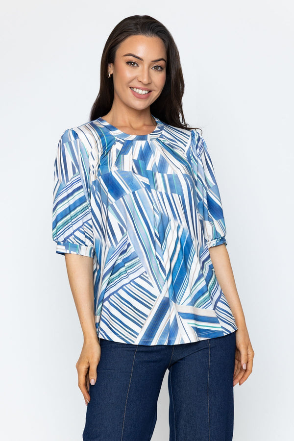 Carraig Donn Navy Print Round Neck Top