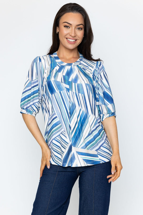Carraig Donn Navy Print Round Neck Top