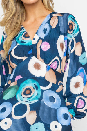 Carraig Donn Navy Print Sateen Cliodhna Midi Dress