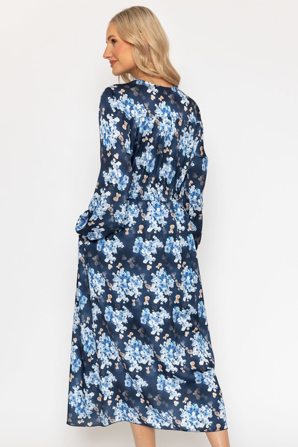 Carraig Donn Navy Print Sateen Cliodhna Midi Dress
