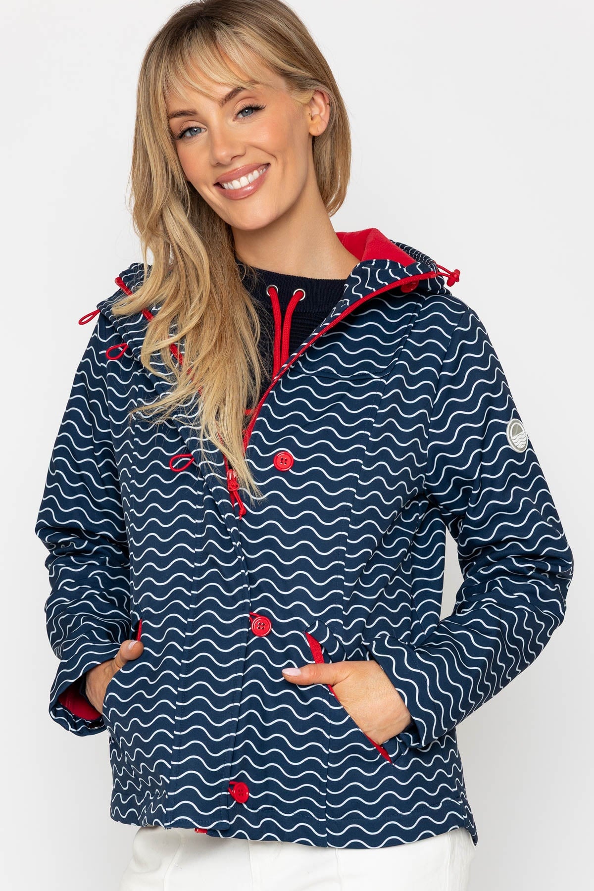 Navy Printed Bonded Jacket