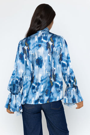 Carraig Donn Navy Printed Pussybow Blouse