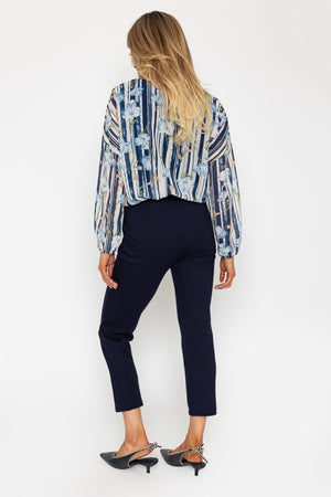 Carraig Donn Navy Pull Up Ponte Trousers
