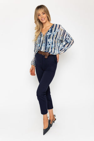 Carraig Donn Navy Pull Up Ponte Trousers