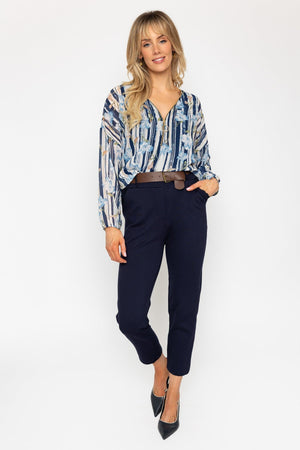 Carraig Donn Navy Pull Up Ponte Trousers