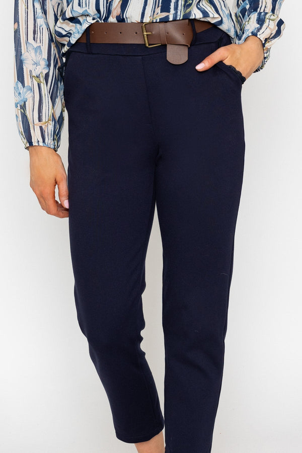 Carraig Donn Navy Pull Up Ponte Trousers