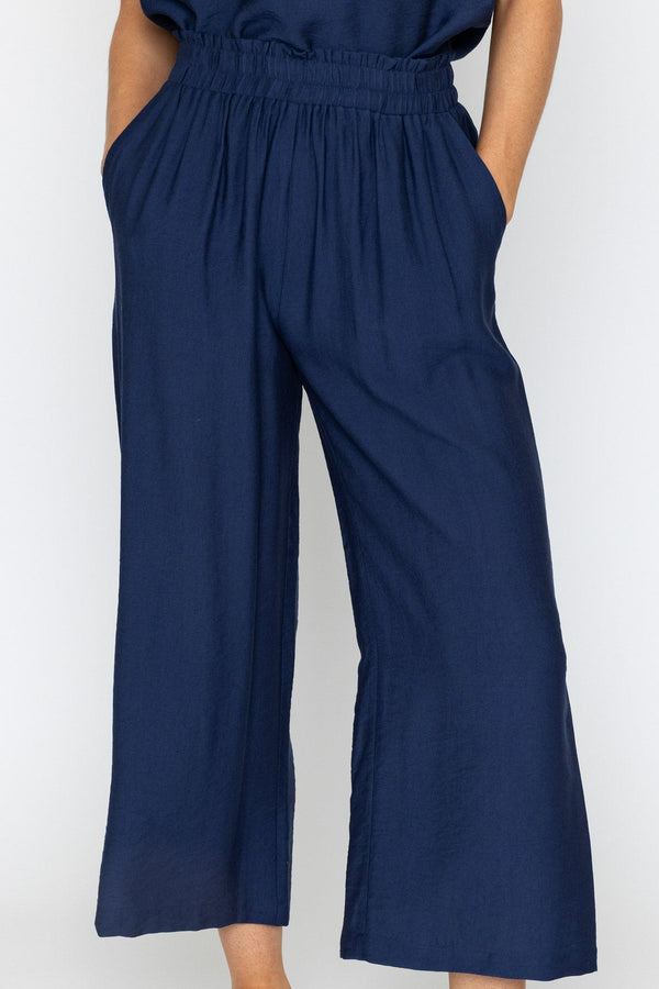 Carraig Donn Navy Relaxed Wide Leg Trousers