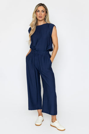 Carraig Donn Navy Relaxed Wide Leg Trousers