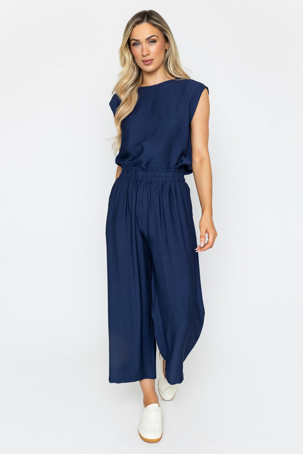 Carraig Donn Navy Relaxed Wide Leg Trousers