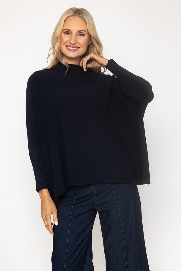 Carraig Donn Navy Rib Edge Polo Knit
