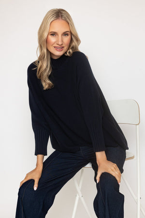 Carraig Donn Navy Rib Edge Polo Knit