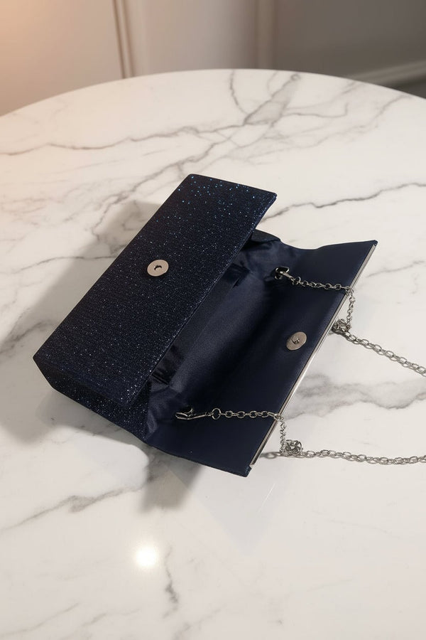 Carraig Donn Navy Ribbed Glitter Clutch