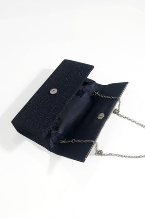 Carraig Donn Navy Ribbed Glitter Clutch