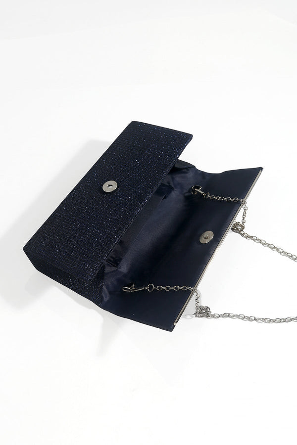 Carraig Donn Navy Ribbed Glitter Clutch