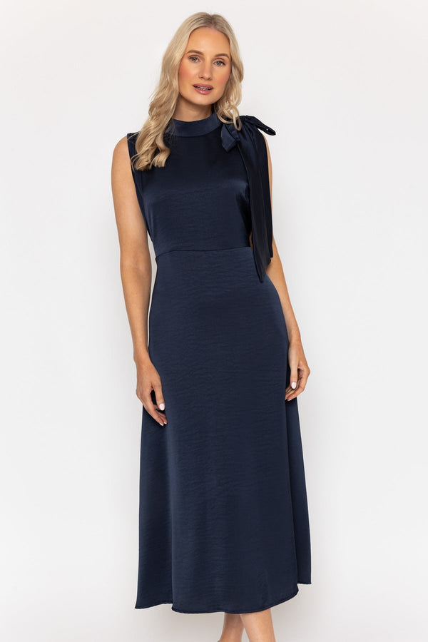 Carraig Donn Navy Sateen Bonnie Midi Dress