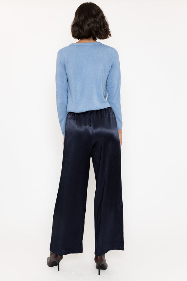 Carraig Donn Navy Satin Wide Leg Trousers