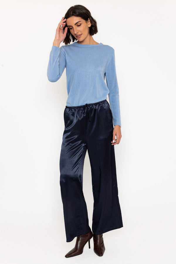Carraig Donn Navy Satin Wide Leg Trousers