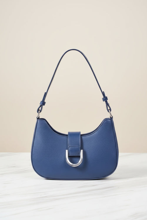 Navy Shoulder Bag With Buckle Detail