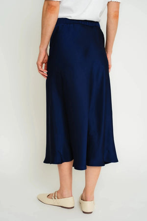 Carraig Donn Navy Silky Midi Skirt