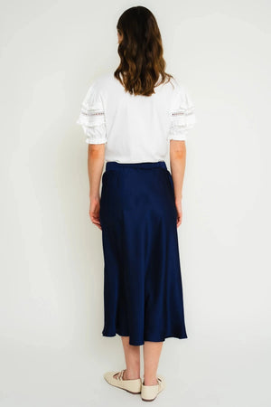 Carraig Donn Navy Silky Midi Skirt