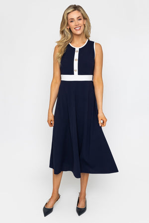 navy blue sleeveless midi dress Navy Sleeveless Imelda Midi Dress | Ladies Fashion