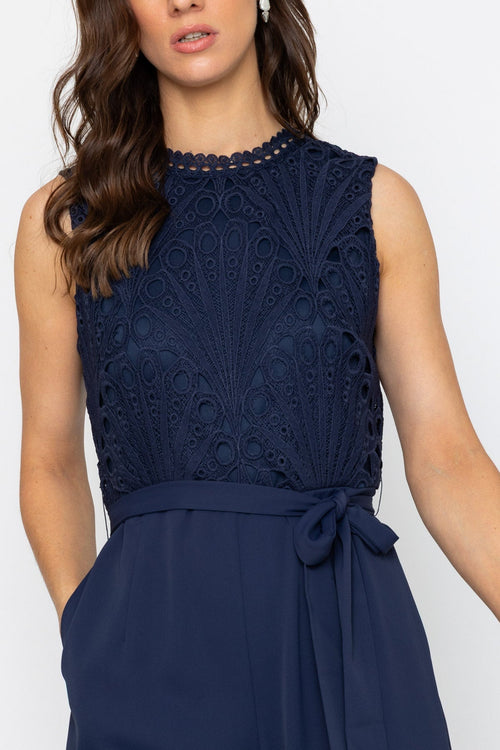 Carraig Donn Navy Sleeveless Lace Detail Jumpsuit