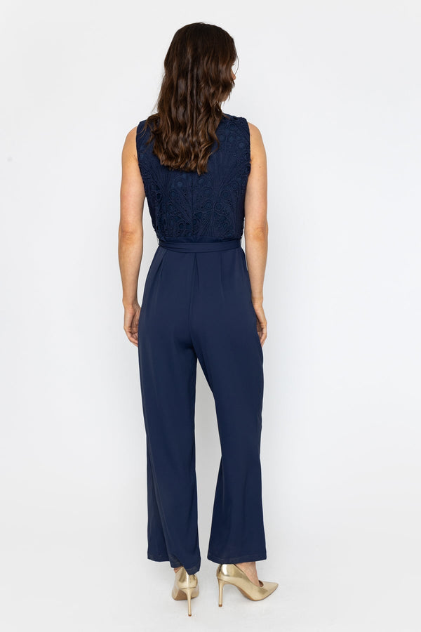 Carraig Donn Navy Sleeveless Lace Detail Jumpsuit