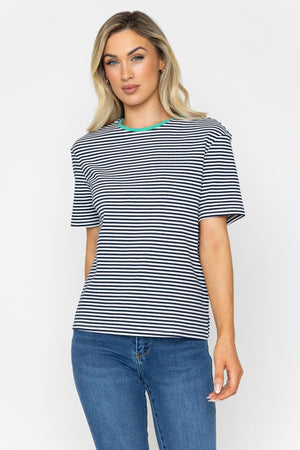 Carraig Donn Navy Soft Touch Striped T-Shirt