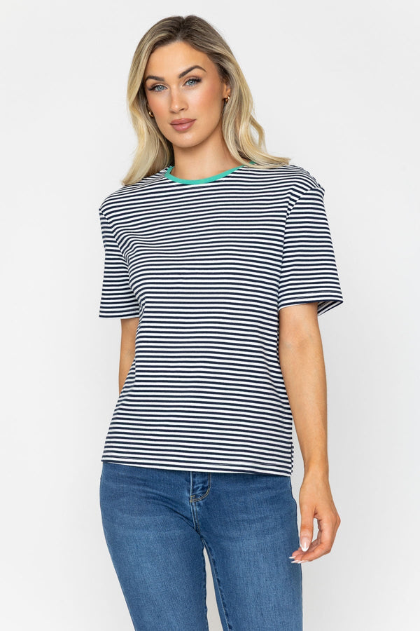 Carraig Donn Navy Soft Touch Striped T-Shirt
