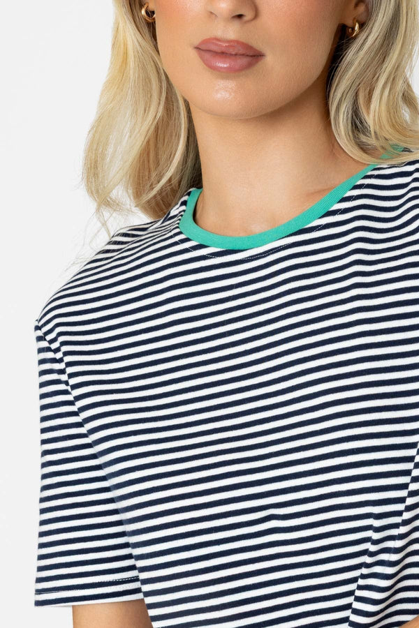 Carraig Donn Navy Soft Touch Striped T-Shirt