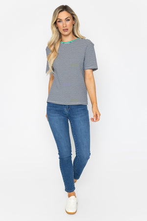 Carraig Donn Navy Soft Touch Striped T-Shirt