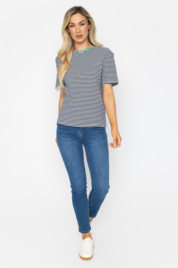 Carraig Donn Navy Soft Touch Striped T-Shirt