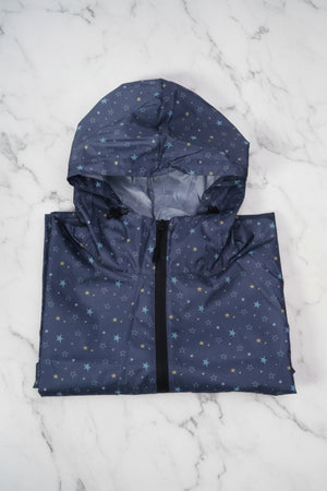 Carraig Donn Navy Star Print Rain Poncho