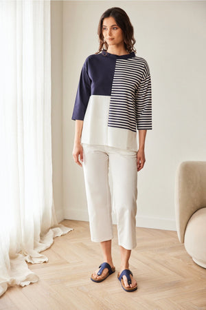 Carraig Donn Navy Stripe Block Top