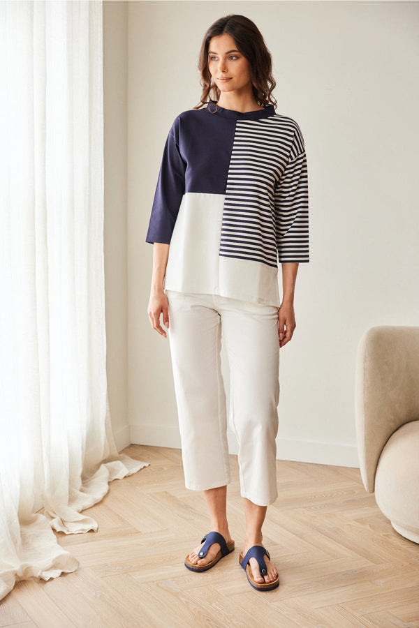 Carraig Donn Navy Stripe Block Top