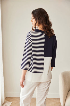 Carraig Donn Navy Stripe Block Top