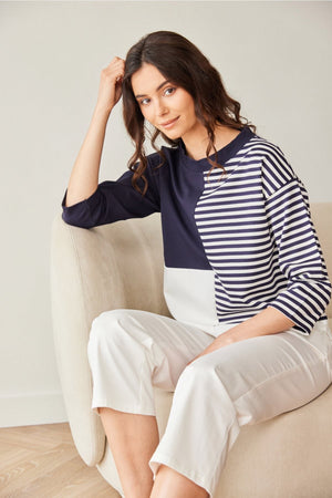 Carraig Donn Navy Stripe Block Top