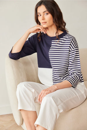 Carraig Donn Navy Stripe Block Top
