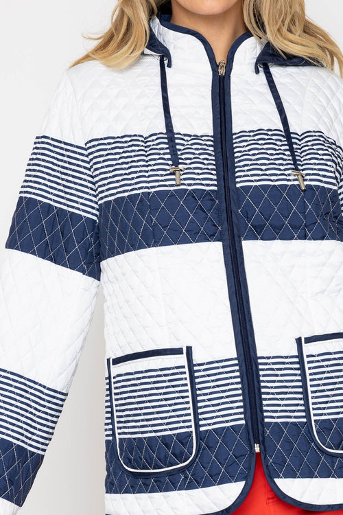 Carraig Donn Navy Stripe Jacket With Patch Pockets